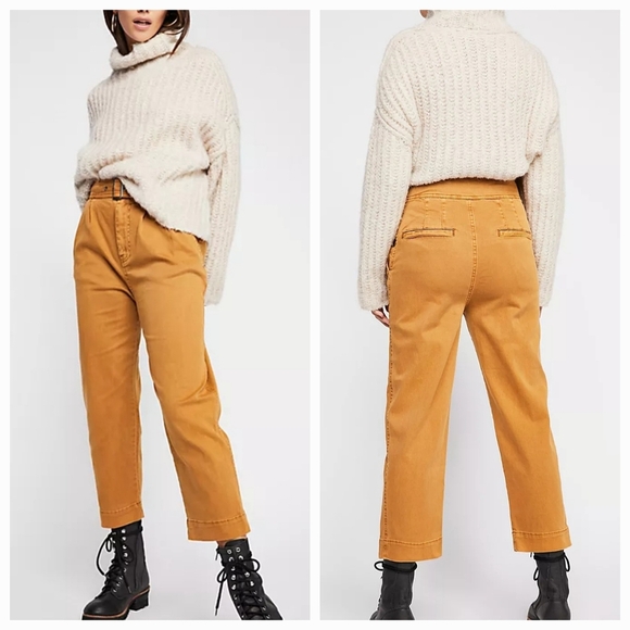 Free People Pants - Free People Size 2 Seamed Like the Real Thing Trousers Hi-Rise Pleated Crop Pant